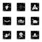 Thanksgiving feast icons set, grunge style