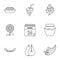 Thanksgiving feast icons set, outline style