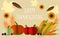 Thanksgiving festive holiday card of harvesting vector illustration with paper cut-out style adjustable elements