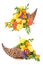 Thanksgiving flower arrangement in cornucopia