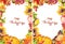 Thanksgiving flyer 5x7 - autumn leaves and flowers, pumpkin, birds, fruits and vegetables - apple, grape, nuts, berries