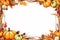 a thanksgiving frame with pumpkins corn and leaves