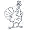 Thanksgiving funny cartoon outline. Vector cartoon turkey for coloring book.