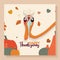 Thanksgiving greeting banner. Funny turkey postcard autumn. family thanksgiving day poster.