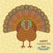 Thanksgiving greeting card. Creative stylized turkey with ornamental elements