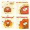 Thanksgiving Greeting Card With Little Turkey. Flat Vector Collection