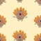 Thanksgiving hand drawn seamless pattern with turkeys. Perfect for T-shirt, postcard, textile and print.