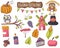 Thanksgiving holiday icon set. Autumn harvest design concept.