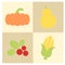 Thanksgiving icon with pumpkin, pear, cranberries and corn