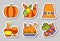 Thanksgiving icon sticker set isolated