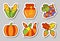 Thanksgiving icon sticker set isolated