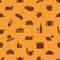 Thanksgiving icons set seamless autumn pattern