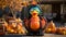 Thanksgiving inflatable turkey and pumpkins front yard display, exterior home decor