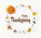 Thanksgiving message with autumn leaves and orange pumpkin