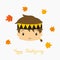 Thanksgiving Native American Boy Character