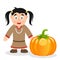 Thanksgiving Native Woman & Pumpkin