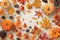 Thanksgiving Pattern, Fruit and vegetable in thanksgiving day soft blurred background