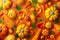 Thanksgiving Pattern, Fruit and vegetable in thanksgiving day soft blurred background