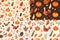 Thanksgiving Pattern, Fruit and vegetable in thanksgiving day soft blurred background