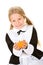 Thanksgiving: Pilgrim Girl Holding Small Pumpkin