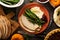 Thanksgiving plate with turkey, mashed potatoes and green beans