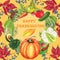 Thanksgiving postcard on yellow background