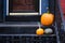 Thanksgiving pumpkin decoration on the staircase