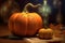 Thanksgiving With Pumpkins and candle, pumpkin autumn background