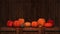 Thanksgiving pumpkins copy space wooden background
