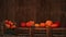 Thanksgiving pumpkins on rustic wooden background