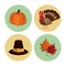 Thanksgiving round icons set