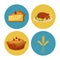 Thanksgiving round icons set