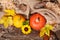 Thanksgiving rustic table for autumn background