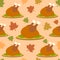 Thanksgiving seamless background with cooked turke