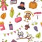 Thanksgiving seamless pattern. Autumn harvest repeat background. Turkey day backdrop for cover, textile, wrapping paper.