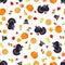 Thanksgiving seamless pattern in flat style.