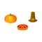 Thanksgiving set - pumpkin, fruit pie, pilgrim hat