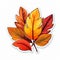 thanksgiving sticker with orange and yellow autumn leaves on white isolated background