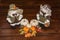 Thanksgiving Table Center Piece with Pilgrims showing Give Thanks sign