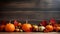 Thanksgiving-themed illustration of white and orange pumpkins with fall leaves