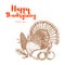 Thanksgiving traditional turkey for greeting card