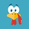 Thanksgiving Turkey Bird Face Cartoon Character Flat Blue Label