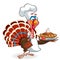 Thanksgiving turkey chief cook serving pumpkin pie