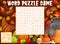 Thanksgiving turkey and harvest word search puzzle