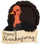 Thanksgiving Turkey holding a Greeting Scroll, Vector Illustration