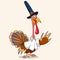 Thanksgiving turkey mascot in Pilgrim hat