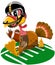 Thanksgiving Turkey Playing American Football Running