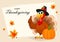 Thanksgiving turkey standing near pumpkin