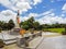 Thao Suranari statue with beautiful sky at Thao Suranari Park,Ban Nong Sarai,Pak Chong,Nakhon Ratchasima,Thailand.Non English text