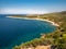 Thasos Island coastline aerial view panorama
